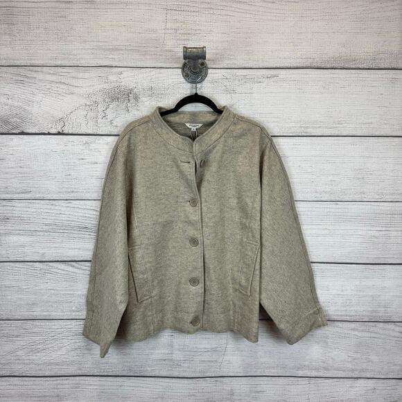 Max Studio Plus Size Gray Cream Brushed Knit Bomber Jacket Size 2X - Picture 1 of 9